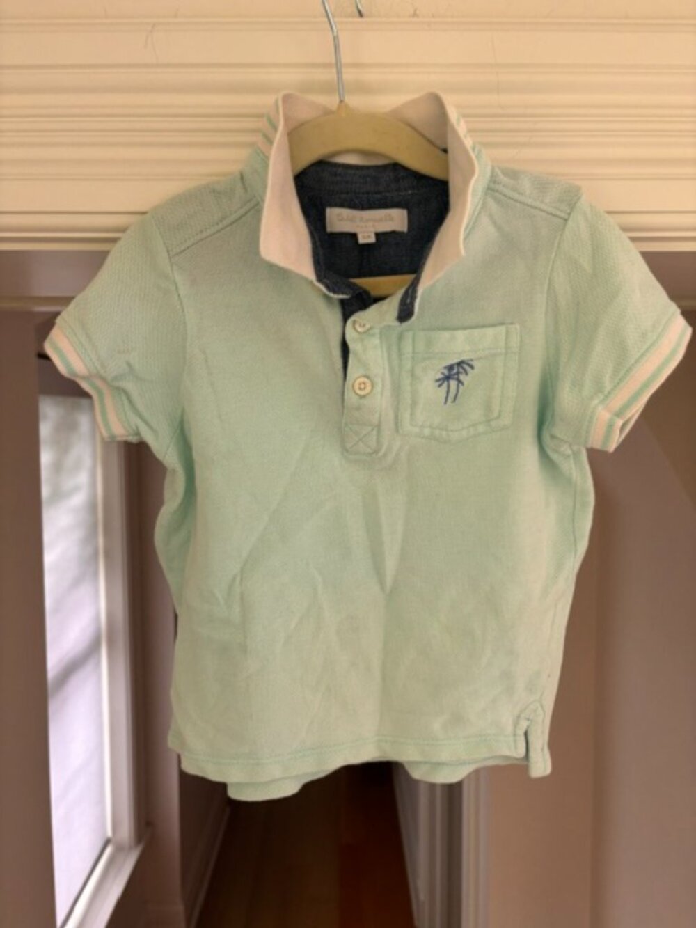 2 PIECES - French Kindergarten Boy clothing - Aqua Polo & tank